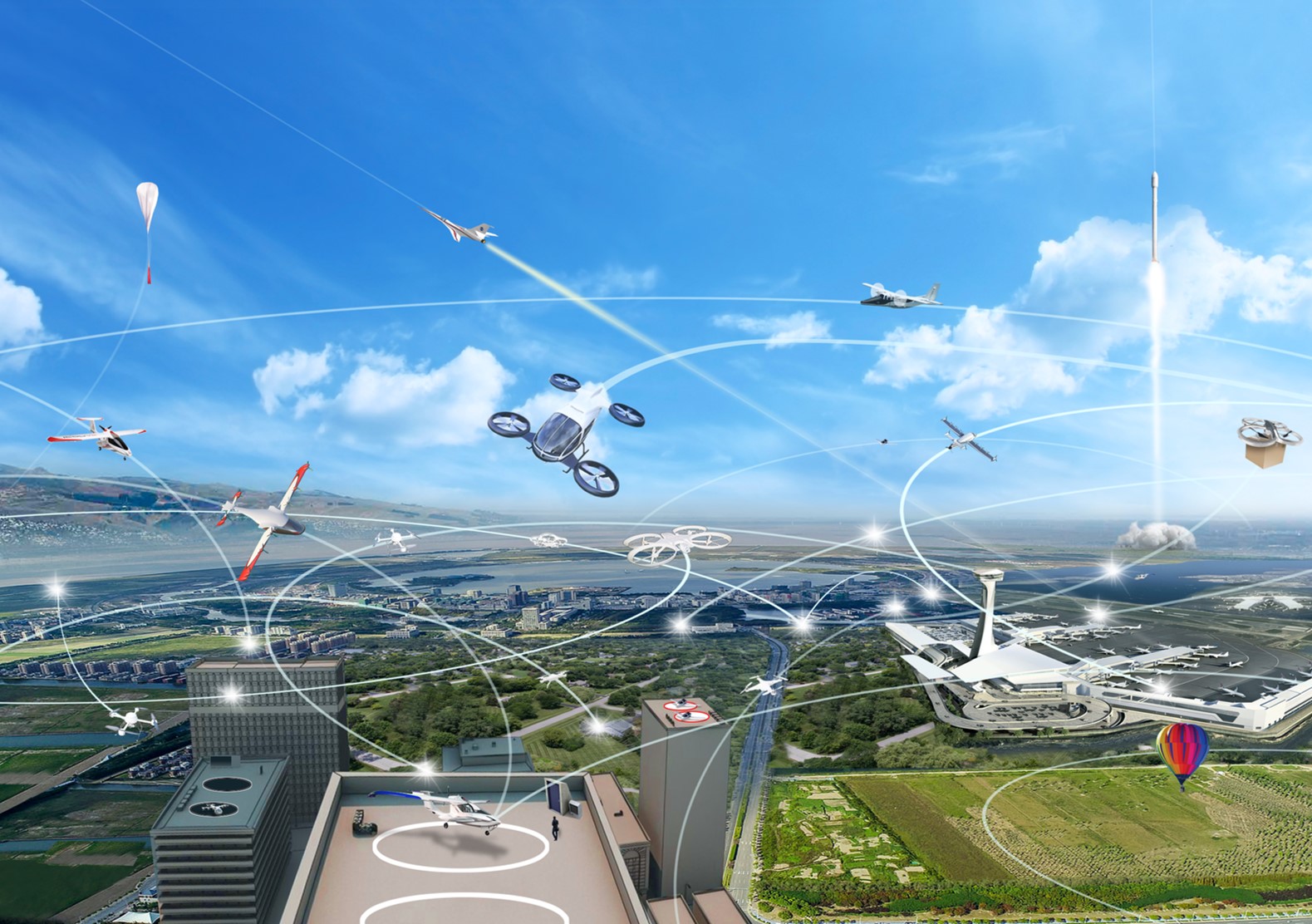Graphic representingPathfinding for Airspace with Autonomous Vehicles (PAAV)